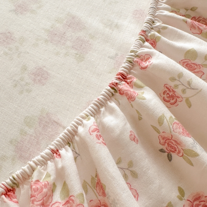 91家纺网 家纺一手货源 找家纺 寻米 2025新款A类全棉双层纱印花单床笠 甜茶