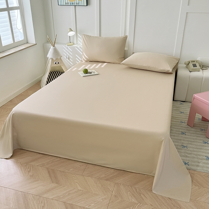 91家纺网 家纺一手货源 找家纺 佰亿莱 2025新款简约舒适全棉单品系列单床单 浅咖色