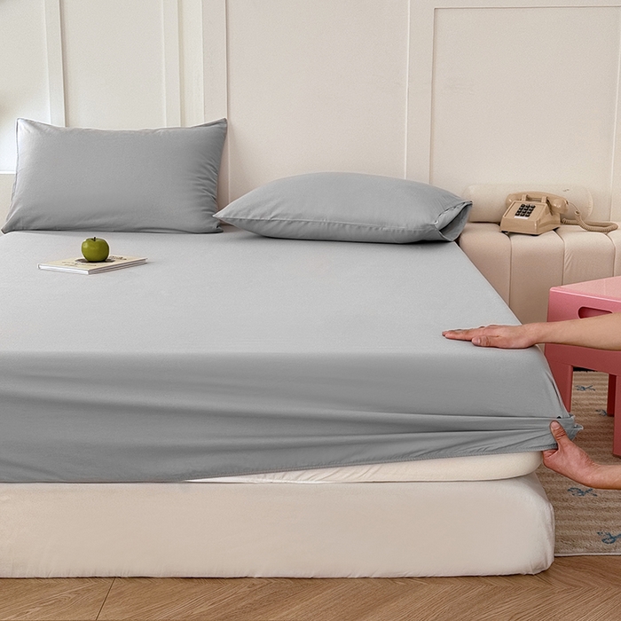 91家纺网 家纺一手货源 找家纺 佰亿莱 2025新款简约舒适全棉单品系列单床笠 浅灰色