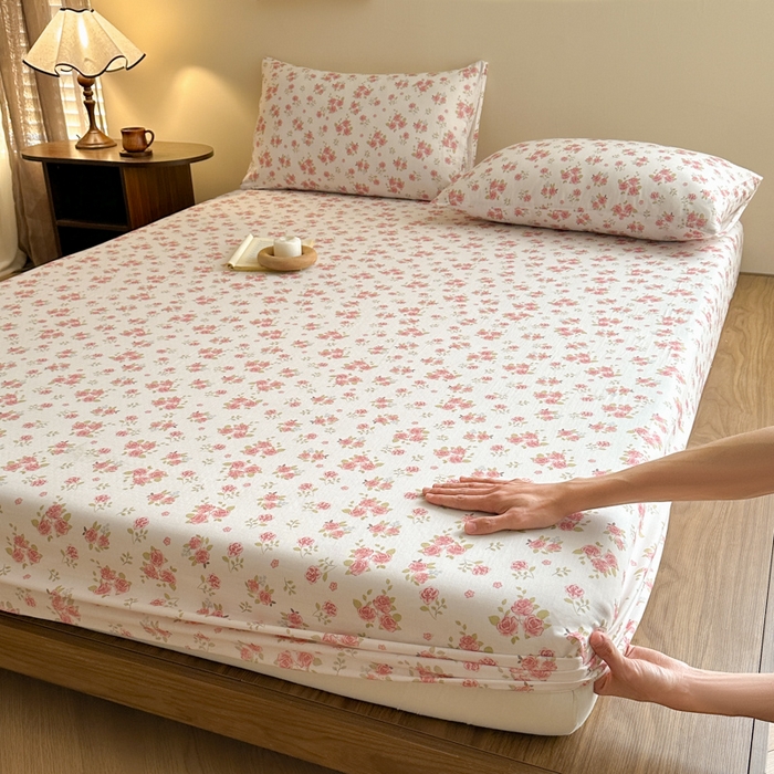 91家纺网 家纺一手货源 找家纺 寻米 2025新款A类全棉双层纱印花单床笠 甜茶