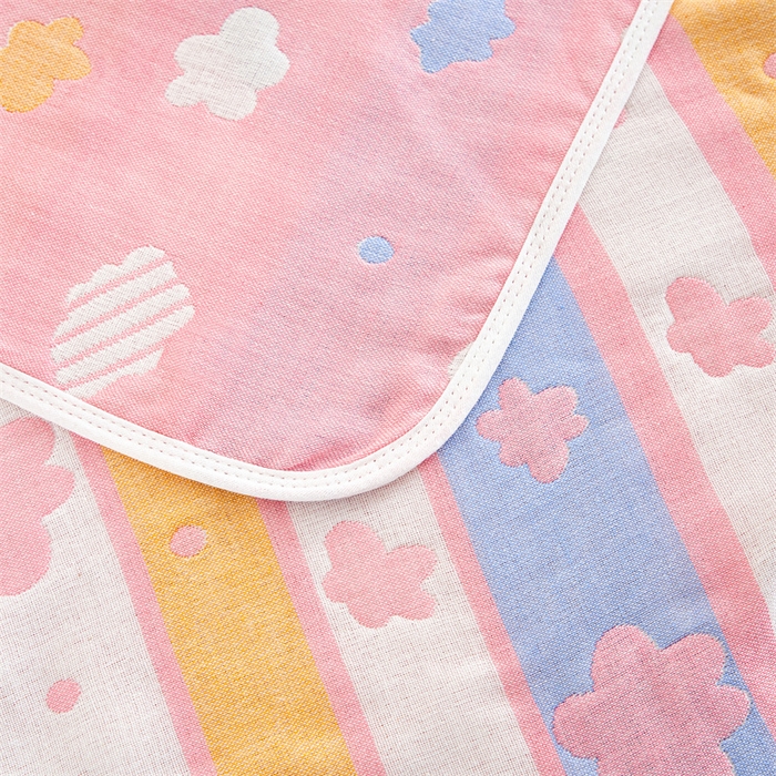 91家纺网 家纺一手货源 找家纺 朴尔家纺-毛巾被 2025新款全棉六层纱布双人枕巾 彩云粉-双人枕巾