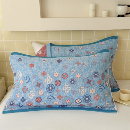 91家纺网 家纺一手货源 找家纺 朴尔家纺-毛巾被 2025新款彩棉云柔纯棉三层纱布枕巾 玫瑰语录