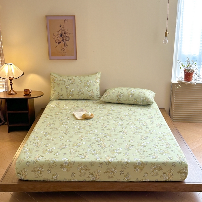 91家纺网 家纺一手货源 找家纺 寻米 2025新款A类全棉双层纱印花单床笠 乐枝