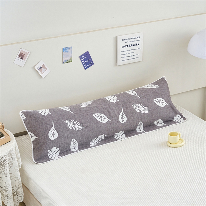 91家纺网 家纺一手货源 找家纺 朴尔家纺-毛巾被 2025新款全棉六层纱布双人枕巾 凉爽树叶灰-双人枕巾