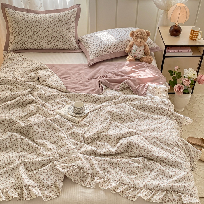 91家纺网 家纺一手货源 找家纺 尊妙被业 2025新款针织棉花边夏被春秋被 简一