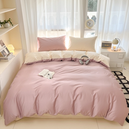 91家纺网 家纺一手货源 找家纺 耀悦家纺 2025新款A类纯棉60支拼色系列单被套 优雅紫-暖阳黄