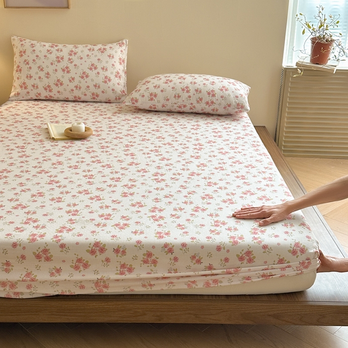 91家纺网 家纺一手货源 找家纺 寻米 2025新款A类全棉双层纱印花单床笠 甜茶