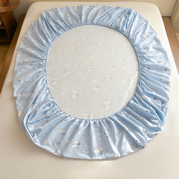 91家纺网 家纺一手货源 找家纺 寻米 2025新款A类全棉双层纱印花单床笠 魔法小狗