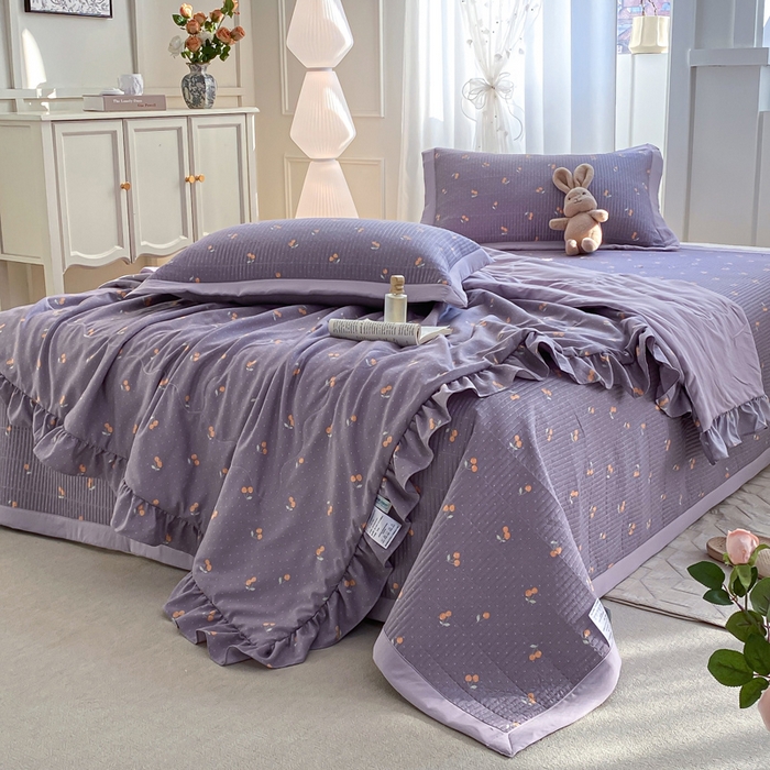 91家纺网 家纺一手货源 找家纺 尊妙被业 2025新款针织棉花边夏被春秋被 喜番