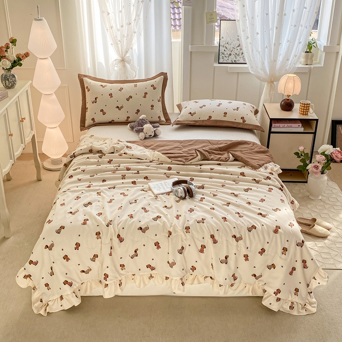 91家纺网 家纺一手货源 找家纺 尊妙被业 2025新款针织棉花边夏被春秋被 安好