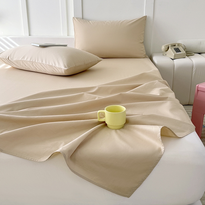 91家纺网 家纺一手货源 找家纺 佰亿莱 2025新款简约舒适全棉单品系列单床单 浅咖色