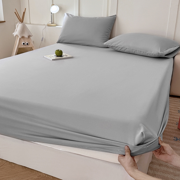 91家纺网 家纺一手货源 找家纺 佰亿莱 2025新款简约舒适全棉单品系列单床笠 浅灰色