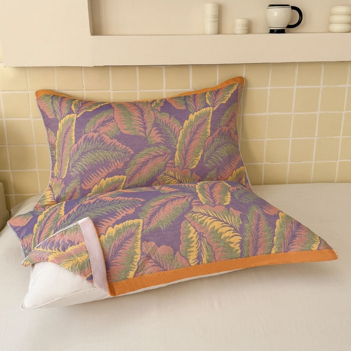 91家纺网 家纺一手货源 找家纺 朴尔家纺-毛巾被 2025新款彩棉云柔纯棉三层纱布枕巾 悦夏