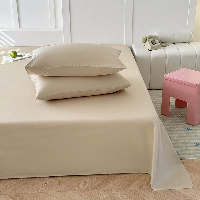 91家纺网 家纺一手货源 找家纺 佰亿莱 2025新款简约舒适全棉单品系列单床单 浅咖色