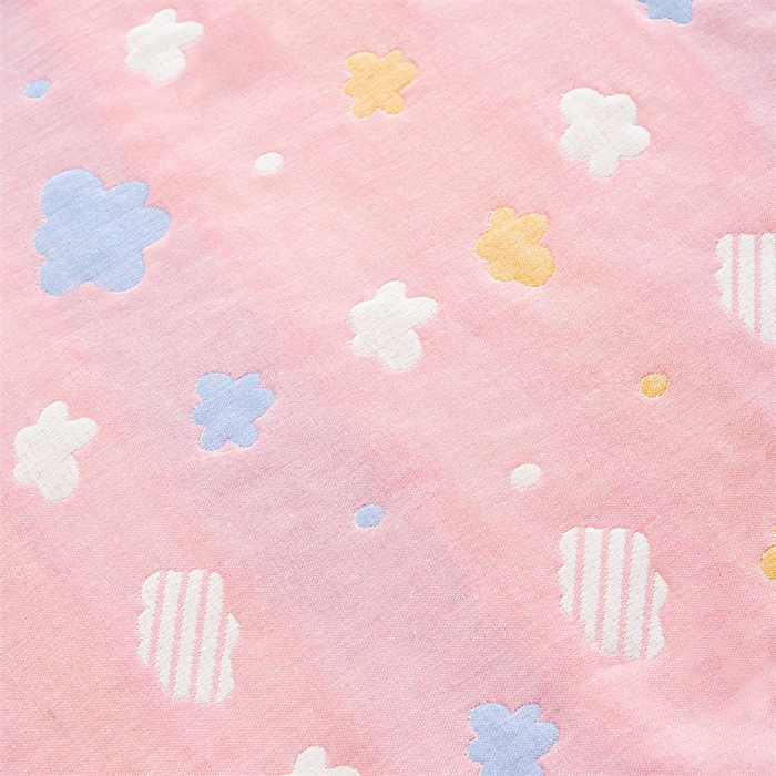 91家纺网 家纺一手货源 找家纺 朴尔家纺-毛巾被 2025新款全棉六层纱布双人枕巾 彩云粉-双人枕巾