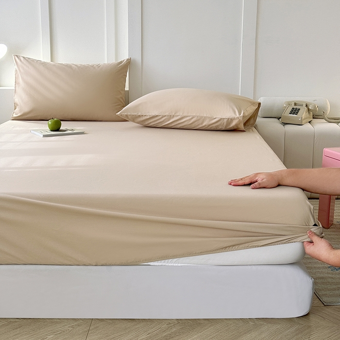 91家纺网 家纺一手货源 找家纺 佰亿莱 2025新款简约舒适全棉单品系列单床笠 卡其色