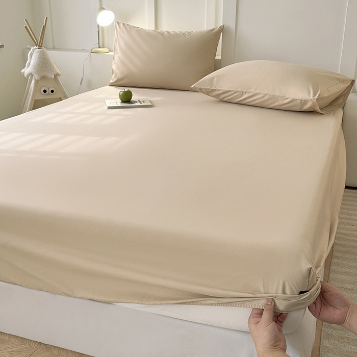 91家纺网 家纺一手货源 找家纺 佰亿莱 2025新款简约舒适全棉单品系列单床笠 卡其色