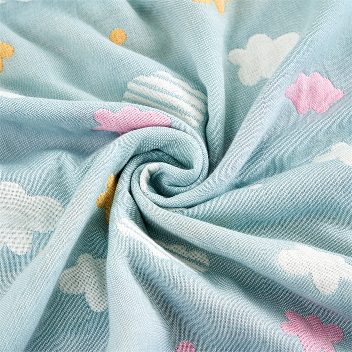 91家纺网 家纺一手货源 找家纺 朴尔家纺-毛巾被 2025新款全棉六层纱布双人枕巾 彩云蓝-双人枕巾