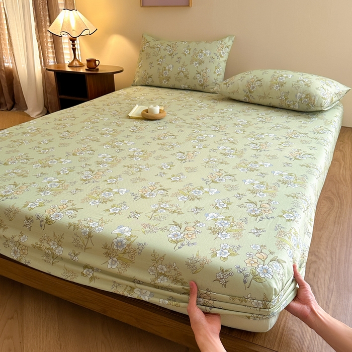 91家纺网 家纺一手货源 找家纺 寻米 2025新款A类全棉双层纱印花单床笠 乐枝