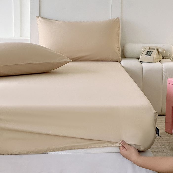 91家纺网 家纺一手货源 找家纺 佰亿莱 2025新款简约舒适全棉单品系列单床笠 卡其色