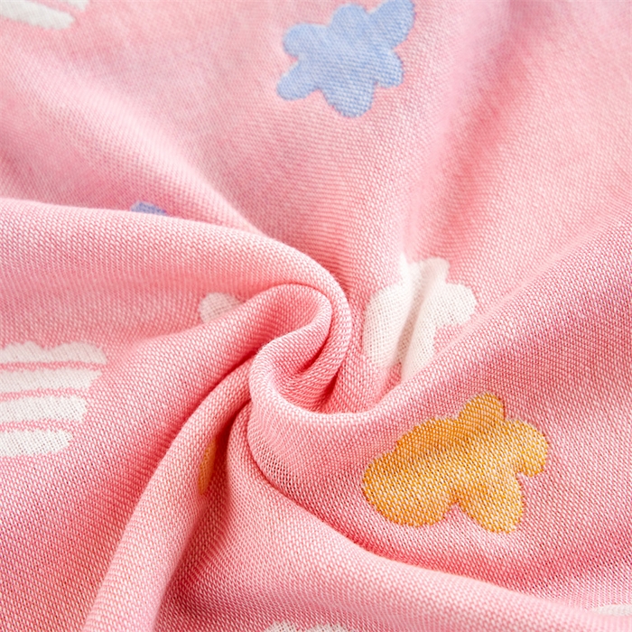 91家纺网 家纺一手货源 找家纺 朴尔家纺-毛巾被 2025新款全棉六层纱布双人枕巾 彩云粉-双人枕巾