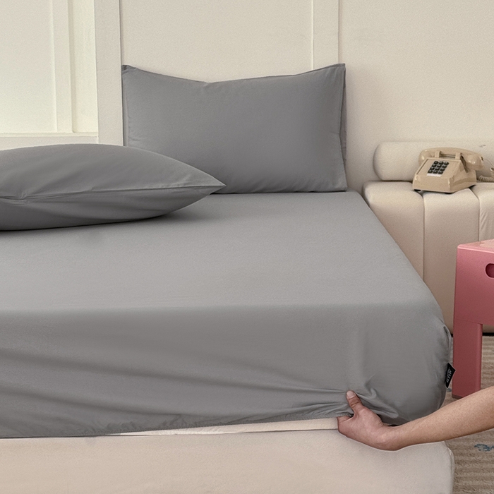 91家纺网 家纺一手货源 找家纺 佰亿莱 2025新款简约舒适全棉单品系列单床笠 高级灰