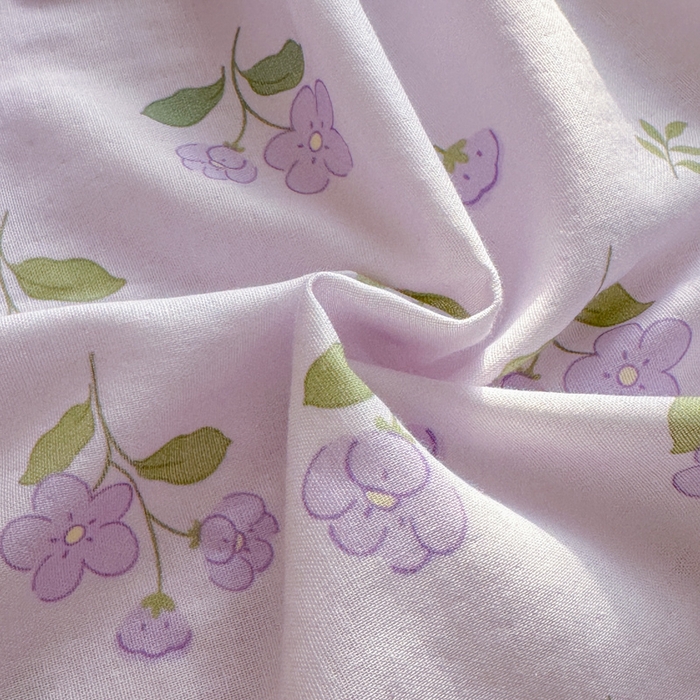 91家纺网 家纺一手货源 找家纺 寻米 2025新款A类全棉双层纱印花单床笠 小苍兰