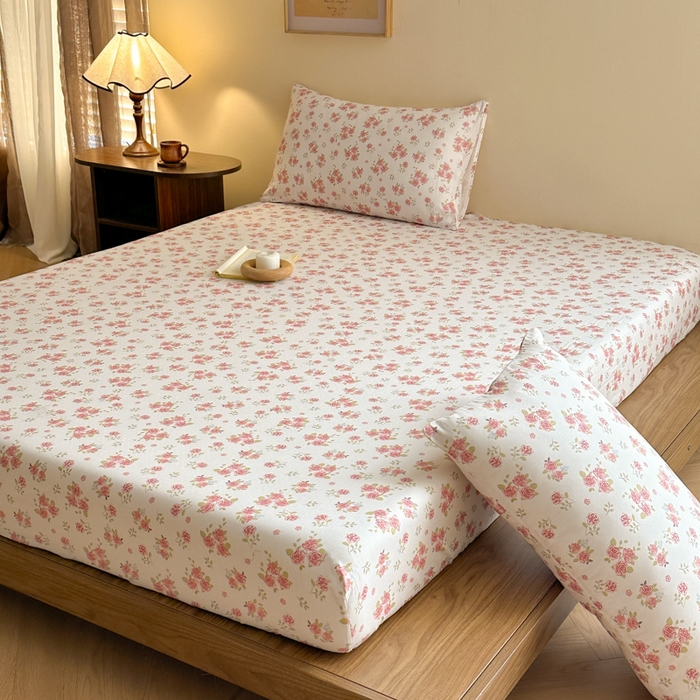 91家纺网 家纺一手货源 找家纺 寻米 2025新款A类全棉双层纱印花单床笠 甜茶