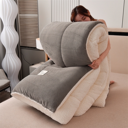 91家纺网 家纺一手货源 找家纺 买家秀 爆款不断货）A类羊羔绒被子被芯牛奶绒被子被芯春秋被秋冬被塔芙绒被子被芯雪花绒被子北极绒冬被H HOME-灰色