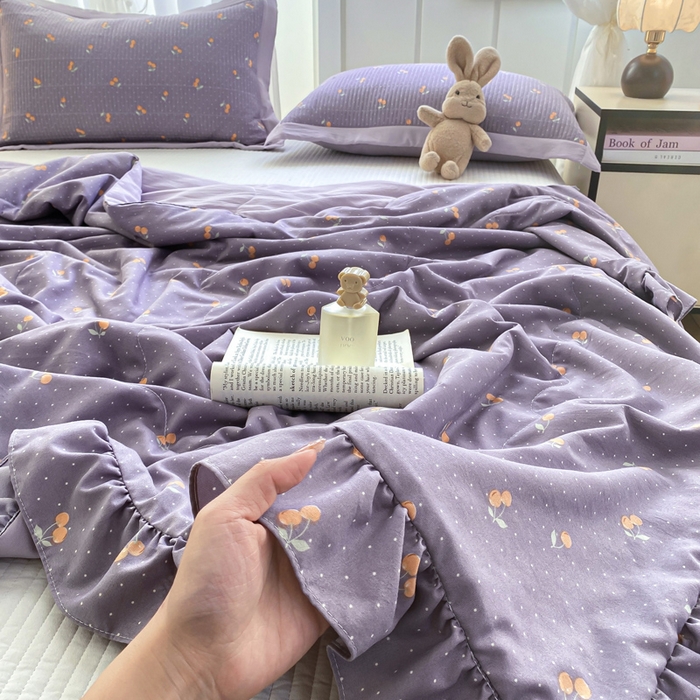 91家纺网 家纺一手货源 找家纺 尊妙被业 2025新款针织棉花边夏被春秋被 喜番