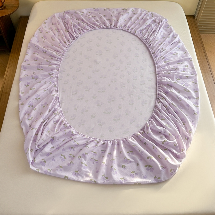 91家纺网 家纺一手货源 找家纺 寻米 2025新款A类全棉双层纱印花单床笠 小苍兰