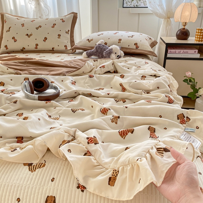 91家纺网 家纺一手货源 找家纺 尊妙被业 2025新款针织棉花边夏被春秋被 安好