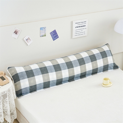 91家纺网 家纺一手货源 找家纺 朴尔家纺-毛巾被 2025新款全棉六层纱布双人枕巾 日式大格蓝-双人枕巾