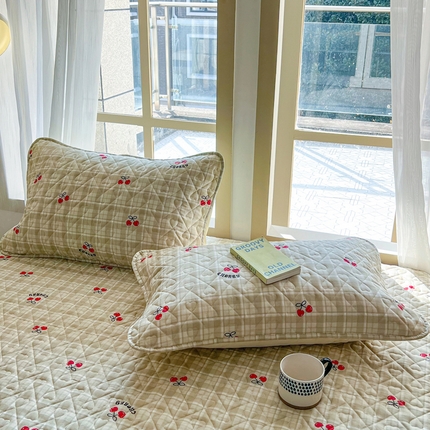 91家纺网 家纺一手货源 找家纺 禧缘家纺  2025新款全棉印花枕套 浪漫樱桃