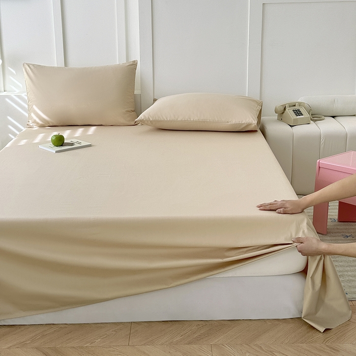 91家纺网 家纺一手货源 找家纺 佰亿莱 2025新款简约舒适全棉单品系列单床单 浅咖色