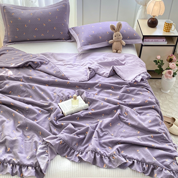 91家纺网 家纺一手货源 找家纺 尊妙被业 2025新款针织棉花边夏被春秋被 喜番