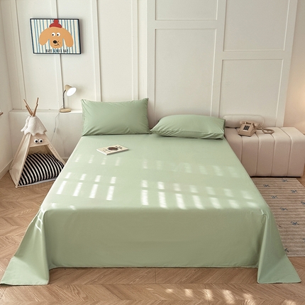 91家纺网 家纺一手货源 找家纺 佰亿莱 2025新款简约舒适全棉单品系列单床单 豆绿色