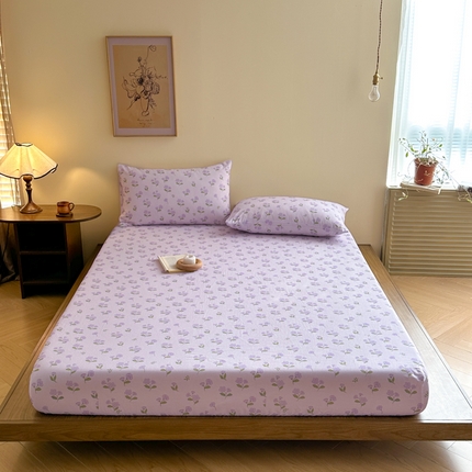 91家纺网 家纺一手货源 找家纺 寻米 2025新款A类全棉双层纱印花单床笠 小苍兰