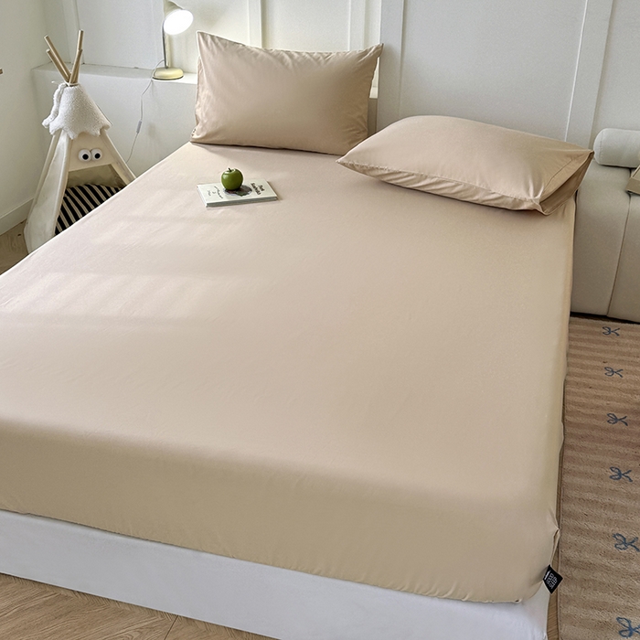 91家纺网 家纺一手货源 找家纺 佰亿莱 2025新款简约舒适全棉单品系列单床笠 卡其色