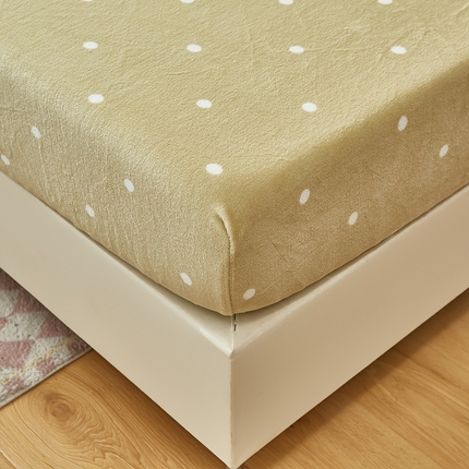 91家纺网 家纺一手货源 找家纺 买家秀 爆款不断货）A类母婴级纯色牛奶绒床笠珊瑚绒床笠雪花绒床笠牛奶绒床罩珊瑚绒床罩雪花绒床罩床垫套 圆点 松果绿