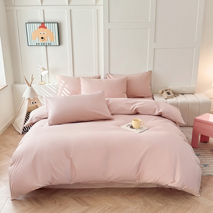 91家纺网 家纺一手货源 找家纺 佰亿莱 2025新款简约舒适全棉单品系列单被套 少女粉