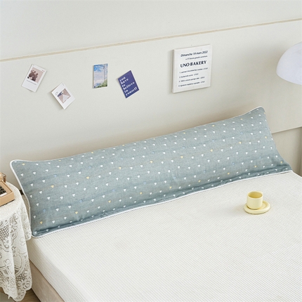 91家纺网 家纺一手货源 找家纺 朴尔家纺-毛巾被 2025新款全棉六层纱布双人枕巾 爱心灰-双人枕巾