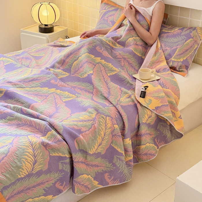 91家纺网 家纺一手货源 找家纺 朴尔家纺-毛巾被 2025新款彩棉云柔纯棉三层纱布枕巾 悦夏