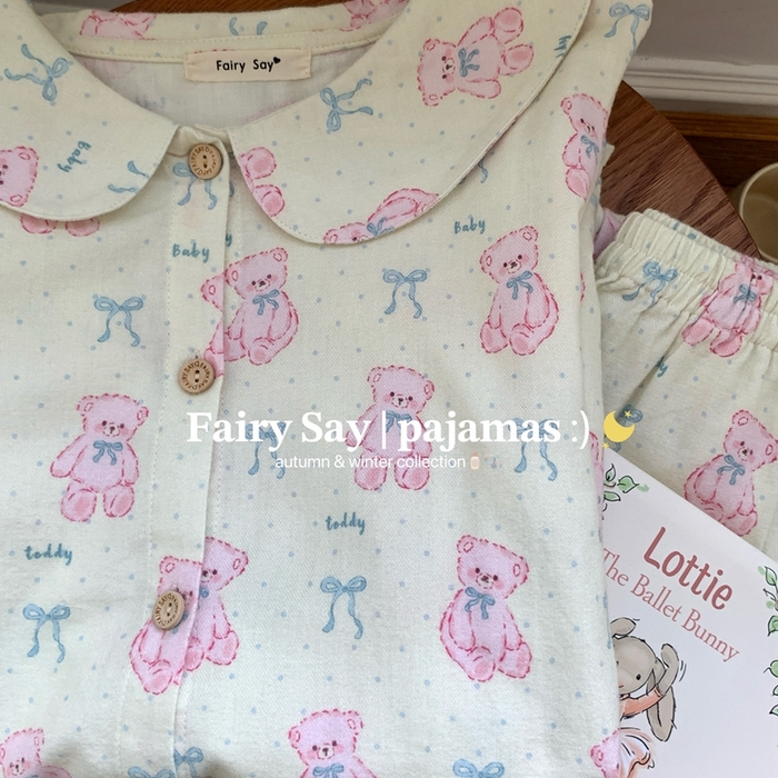 91家纺网 家纺一手货源 找家纺 （总）妍景家居生活馆 蝴蝶结小熊磨毛套装家居服