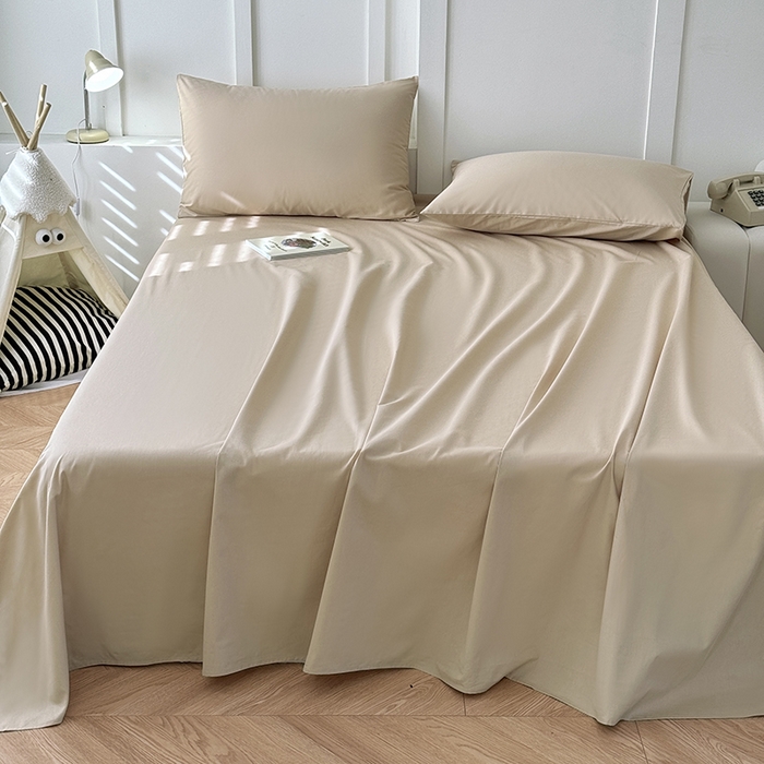 91家纺网 家纺一手货源 找家纺 佰亿莱 2025新款简约舒适全棉单品系列单床单 浅咖色