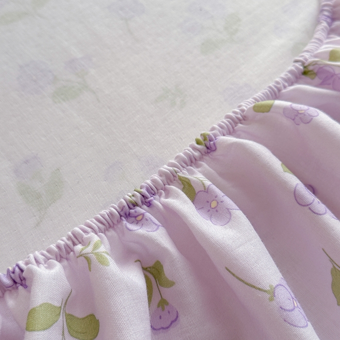 91家纺网 家纺一手货源 找家纺 寻米 2025新款A类全棉双层纱印花单床笠 小苍兰