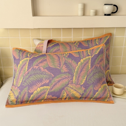 91家纺网 家纺一手货源 找家纺 朴尔家纺-毛巾被 2025新款彩棉云柔纯棉三层纱布枕巾 悦夏