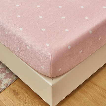 91家纺网 家纺一手货源 找家纺 买家秀 爆款不断货）A类母婴级纯色牛奶绒床笠珊瑚绒床笠雪花绒床笠牛奶绒床罩珊瑚绒床罩雪花绒床罩床垫套 圆点 粉紫