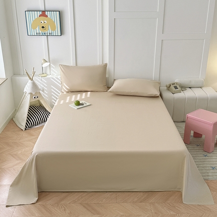 91家纺网 家纺一手货源 找家纺 佰亿莱 2025新款简约舒适全棉单品系列单床单 卡其色