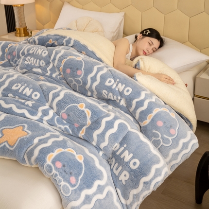 买家秀 爆款花色不断货）A类母婴级羊羔绒被子被芯牛奶绒被子被芯春秋被秋冬被雪花绒冬被被芯牛奶绒冬被 1恐龙王国